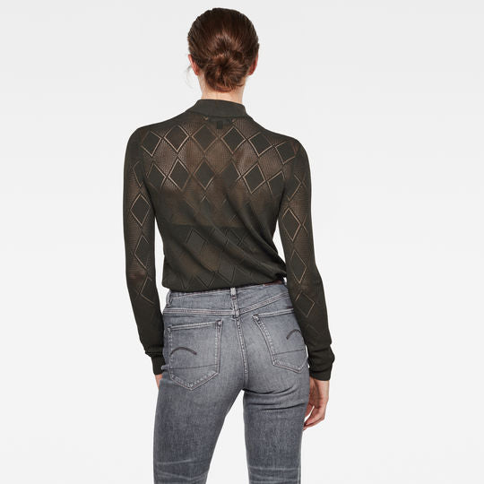 Pointelle Turtleneck Knitted Sweater Dada sport preloved - seconde main