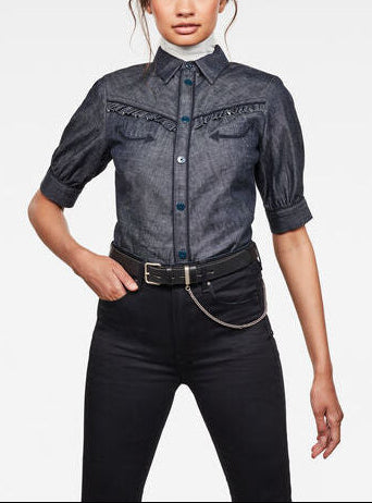 Western Kick Puff Ruffle Slim Shirt Dada sport preloved - seconde main