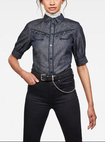 Western Kick Puff Ruffle Slim Shirt Dada sport preloved - seconde main